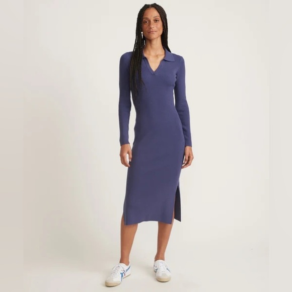 Marine LayerWomen's Stretch Lexi Rib Sweater Dress Size Large Skipper Blue